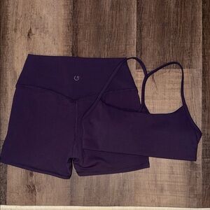 Garage Active Shorts & Strappy Sports Bra Set - Purple